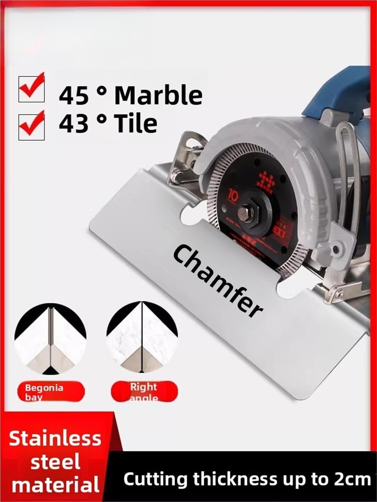 Máquina cortadora y biseladora de 45 grados para baldosas cerámica, mármol biselado madera (sin polvo) para metal madera(Round pipe)