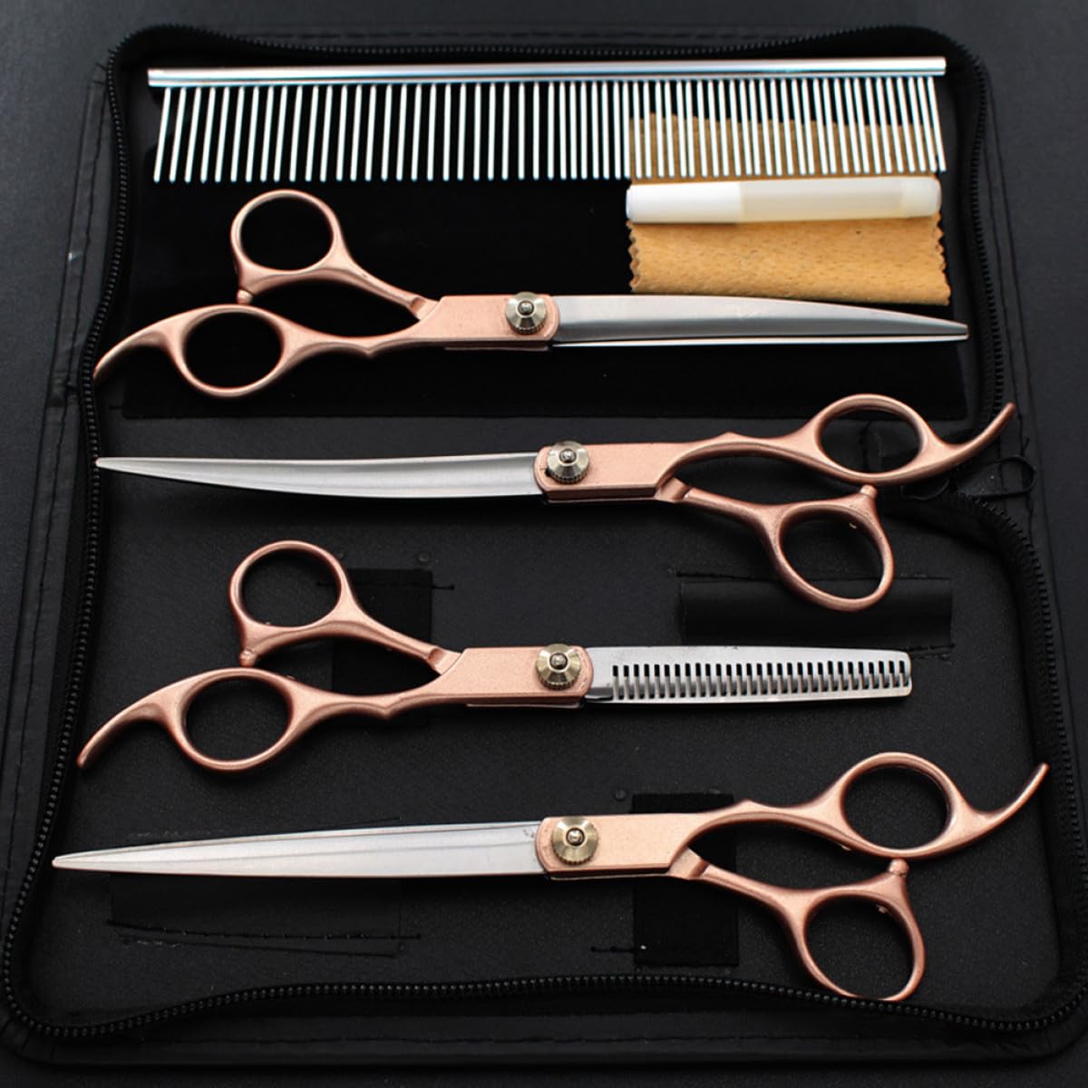 SEWACC 6 Stück Haustier Haarstyling Scheren aus Edelstahl mit Schadenresistenz und Tragetasche für Tierhaarpflege im Heim und Tiergeschäft Gebrauch
