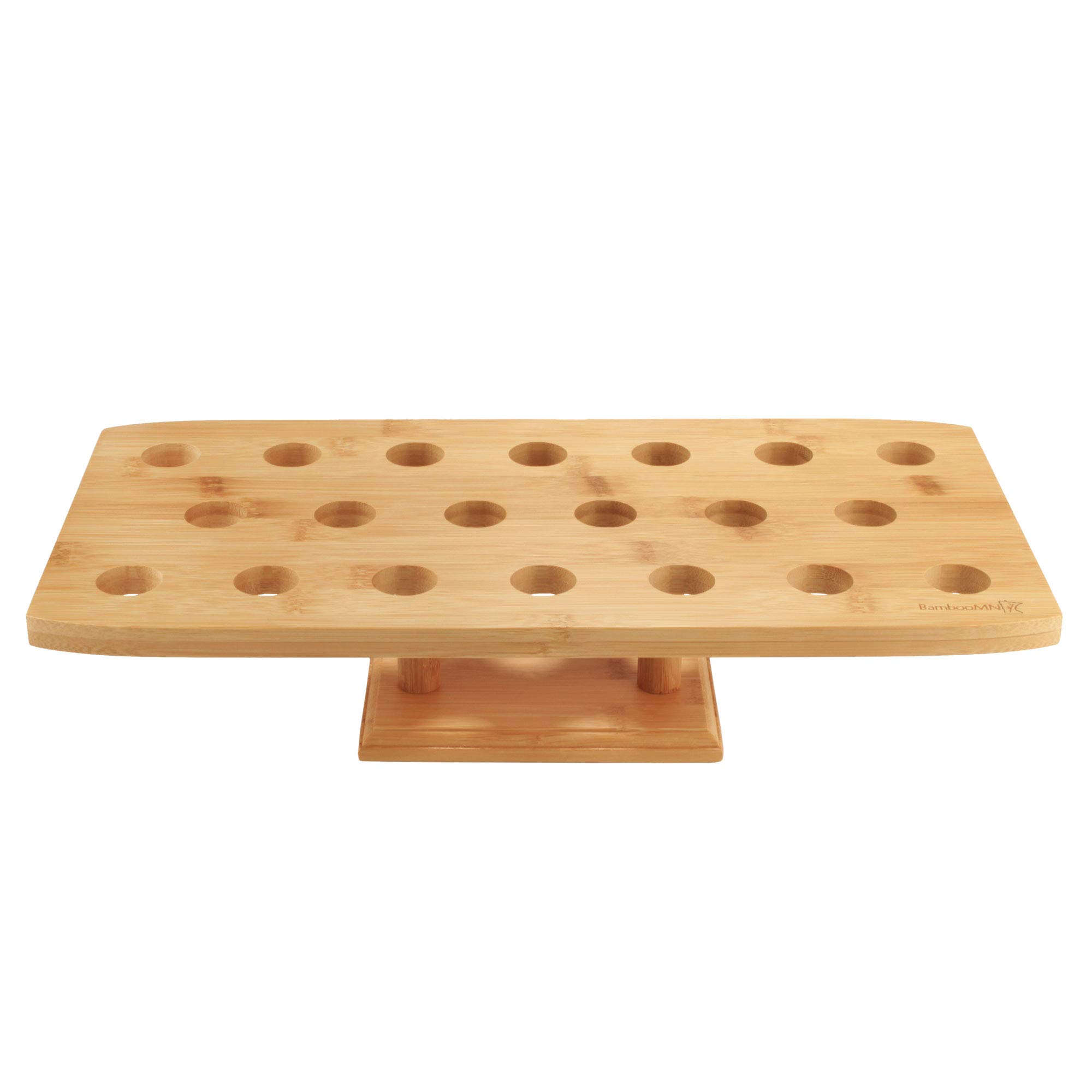 BambooMN 16.3 Inch Natural Bamboo Wide Oblong Food Cone Display Tamaki Stand for Restaurants, Catered Events, Party or Buffets, Holds up to 20 Cones
