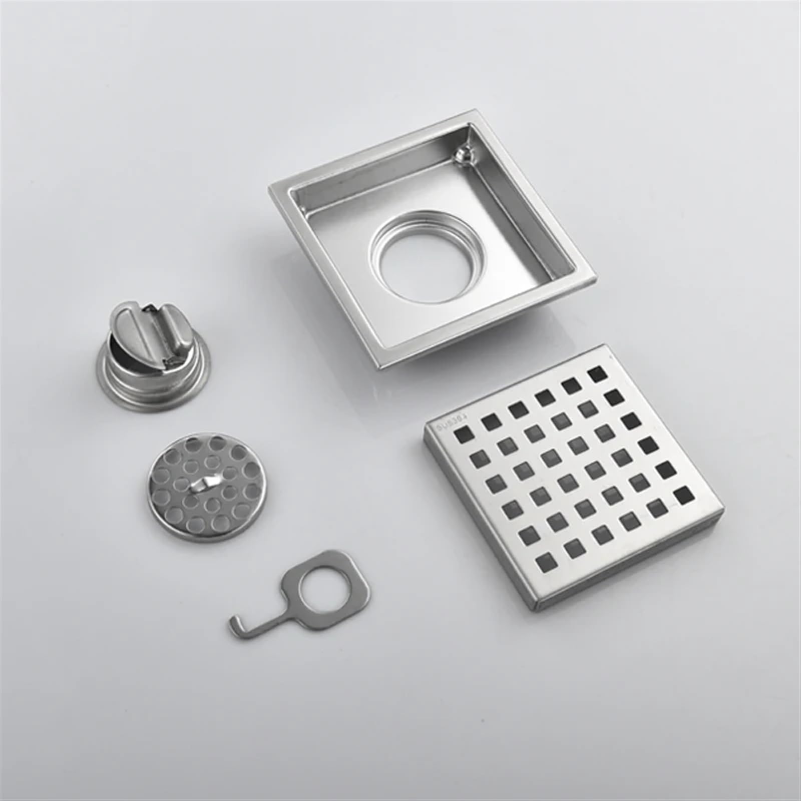 Tapa Desague Ducha Drenaje de Piso antiolor de Acero Inoxidable Baño Inodoro Cocina Balcón(Silver 04,11x11)