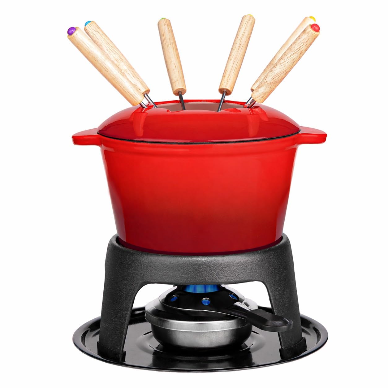 Mabeeze Cast Iron Fondue Set - Cheese, Chocolate & More -8