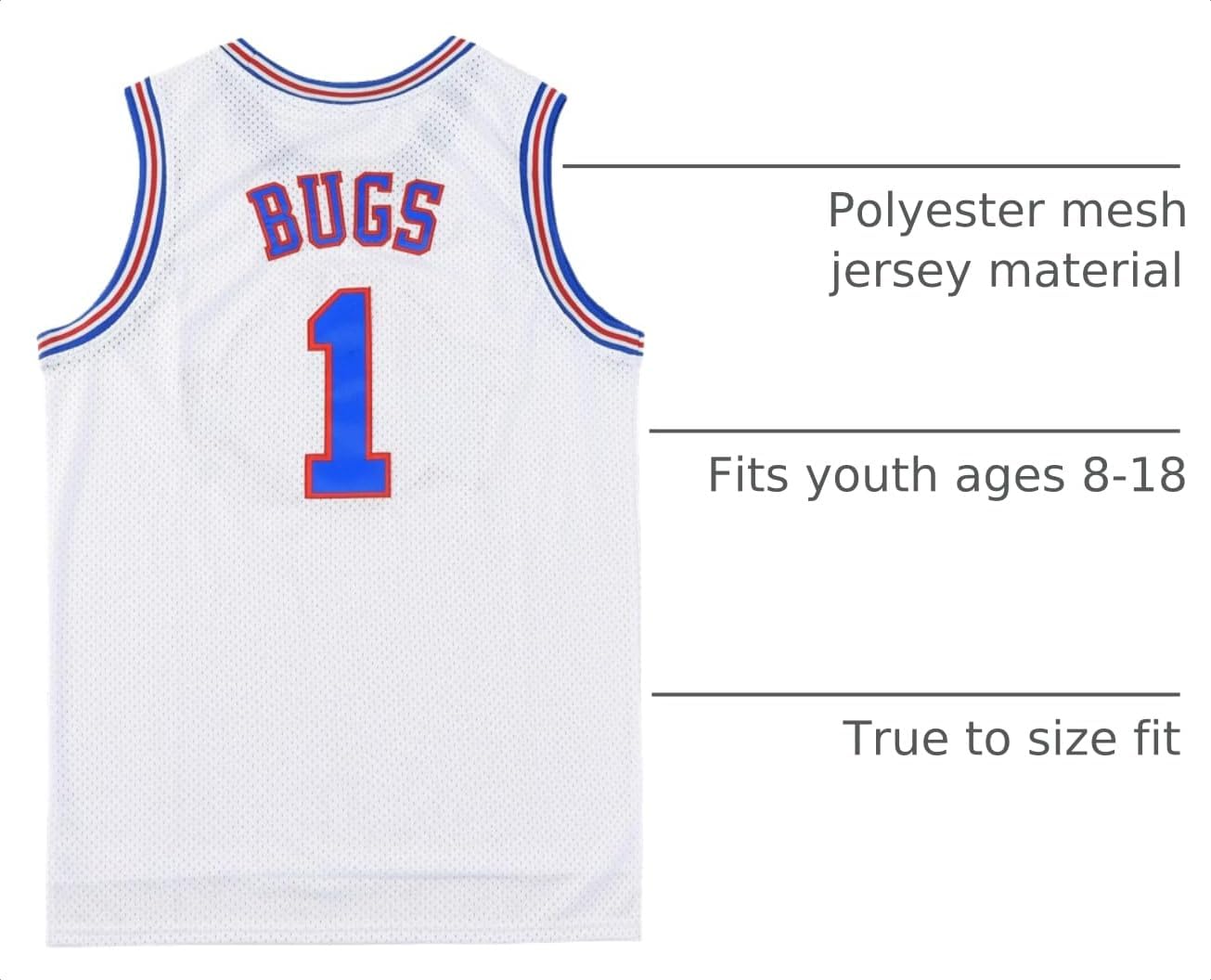 Youth Basketball Jersey Bugs #1 Moive Sport Jerseys Bunny Shirts for Kids