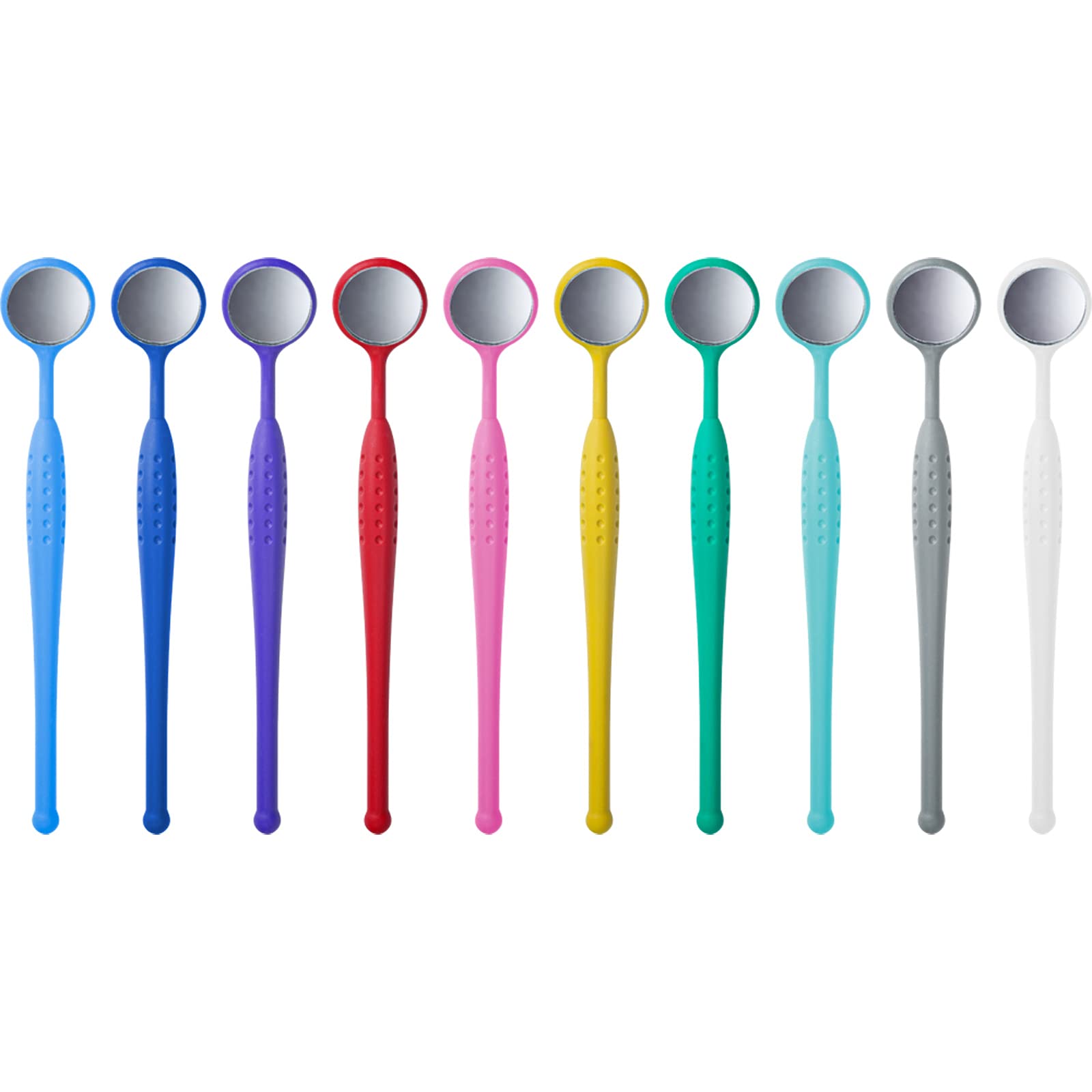 Wellsamed wellsamirror Premium Mundspiegel (Kunststoff leicht) Größe 4 I 22 mm | Dentalspiegel Zahnarzt Patientenuntersuchungsspiegel, 50 Stück Dispenser Box sortierte Farben