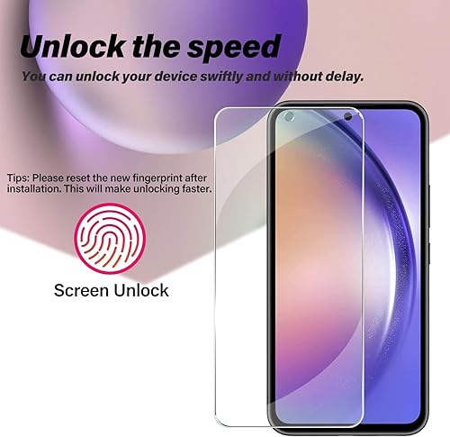 Miniatura 3 de BIGFACE Protector de pantalla de vidrio templado para Galaxy A54 + protector de lente de cámara 2 + 2 unidades desbloqueo de huellas dactilares