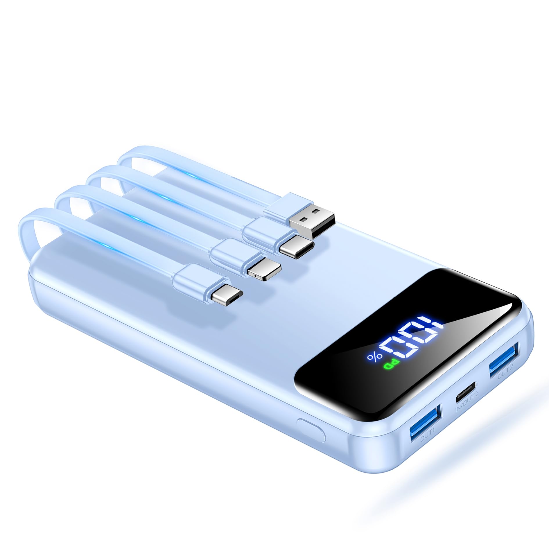 Portable Charger Power Bank 50000mAh Battery Pack 22 5W Fast Charging PowerBank with Built in Cables USB-C Portable