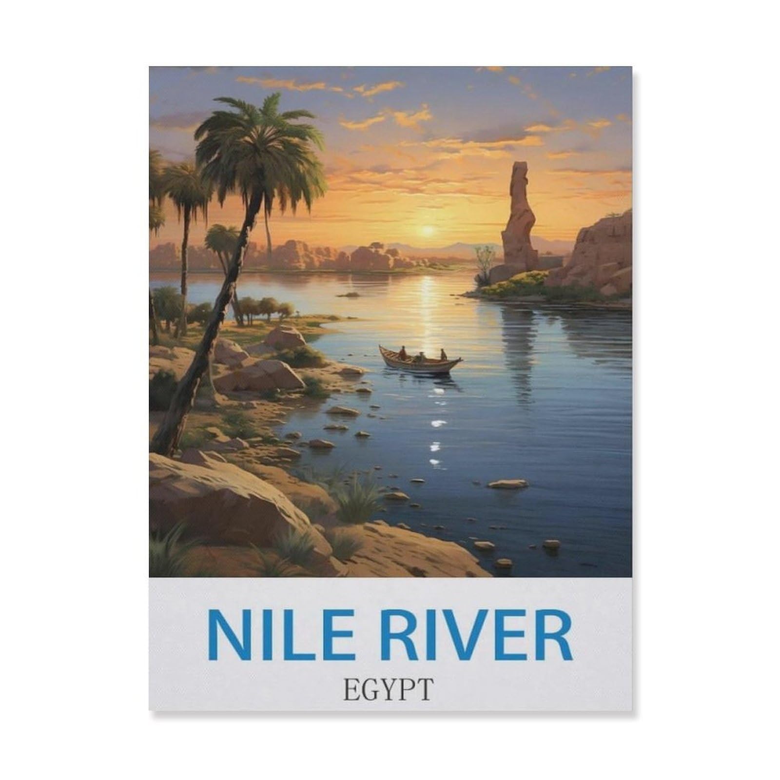 Nile River Egypt，Metal Tin Sign,For Farmhouse Home Bathroom Garage Cafe Office Kitchen Restaurant Man Cave Vintage Art Wall Decor Poster(30x40cm）12x16 inch-EF82