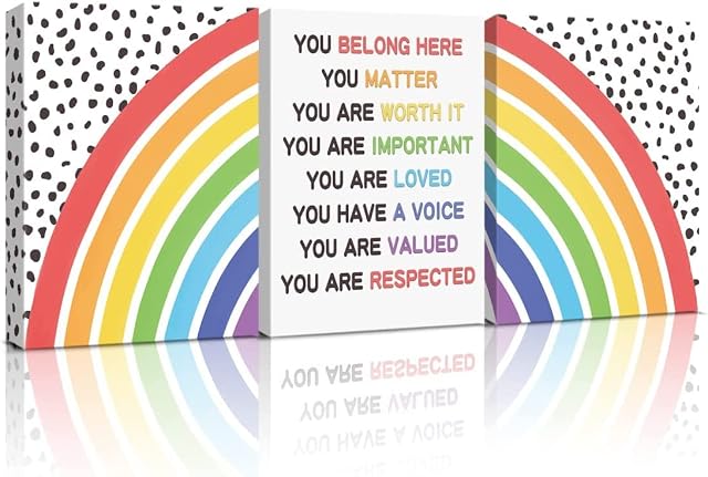 HPNIUB Rainbow Art Prints for Nursery,Inspirational Phrases Wall Art Set of 3(11.8X15.6,Framed),Polk Dot Motivational Saying Canvas Poster Painting Ready to Hang for Kid Bedroom Home Decoration Gift
