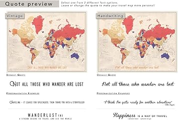 Framed World map for wall | Personalized World map Pin Board with Push Pins | Mark Places Traveled | Detailed and Modern Travel Map with Pins up to 40 x 53 Large