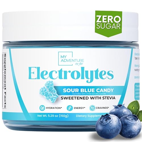 Zero Sugar - Polvo de electrolitos de caramelo azul agrio - Hidratación refrescante - Energía sin cafeína - Todos los ingredientes naturales -