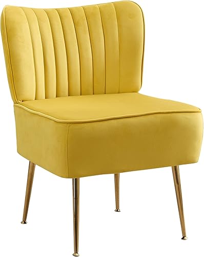 Miniatura 34 de Moderno juego de 3 sillas decorativas de piel sintética, tapizadas, con respaldo de alas sin brazos con patas doradas, cómodo sofá individual, Rojo