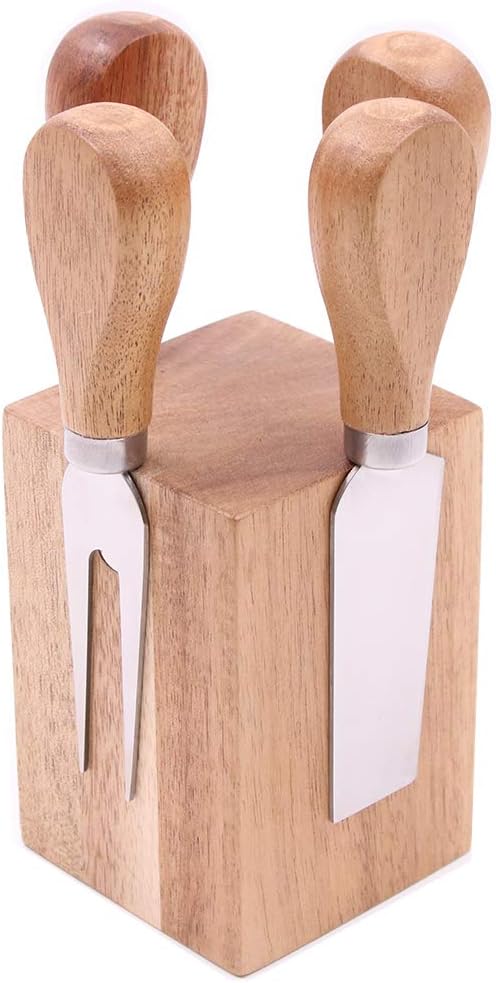 Flash Deals - 60% OFF olelo 4 Pieces Cheese Knives Set Includes 4 Stainless Steel Cheese Slicer Cheese Cutter with Wooden Handle & 1 Wooden Magnetic Block Stand… Black Friday - 40% OFF olelo 4 Pieces Cheese Knives Set Includes 4 Stainless Steel Cheese Slicer Cheese Cutter with Wooden Handle & 1 Wooden Magnetic Block Stand…