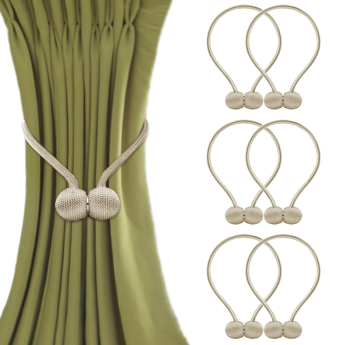 HASTHIP Curtain Tieback Clips 4 Pcs Rope Holdbacks Grey Home Decor — Amazon image 12