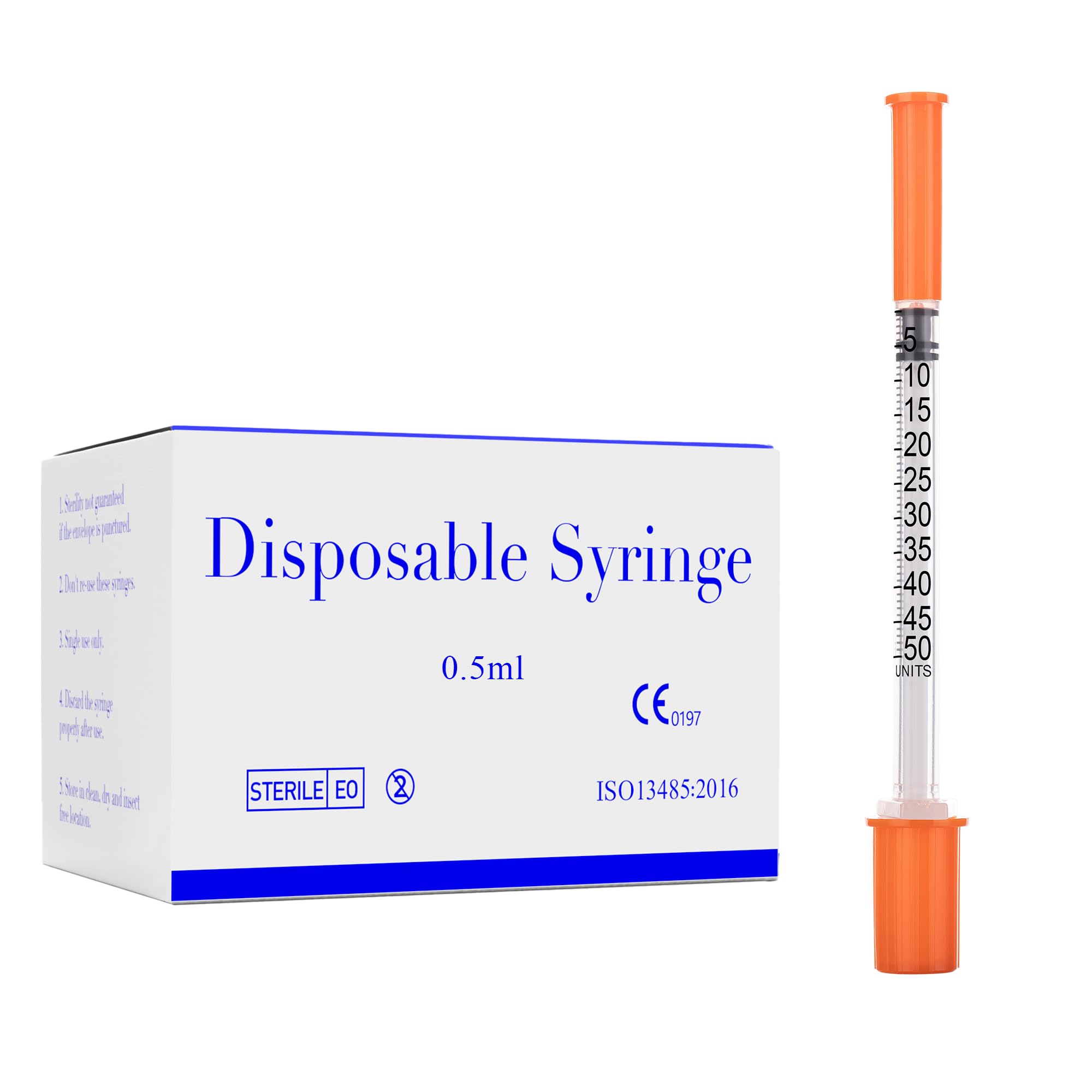 Photo 1 of 0.5ml Syringe, 0.5cc 30G 5/16 Inch Syringes, Precision Scientific Dispensing Tool, Individually Wrapped (Pack of 100)