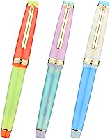 Vista 16 de 3 Jinhao 82 Pluma estilográfica transparente mixta color macaron acrílico punta media oro Trim con convertidor