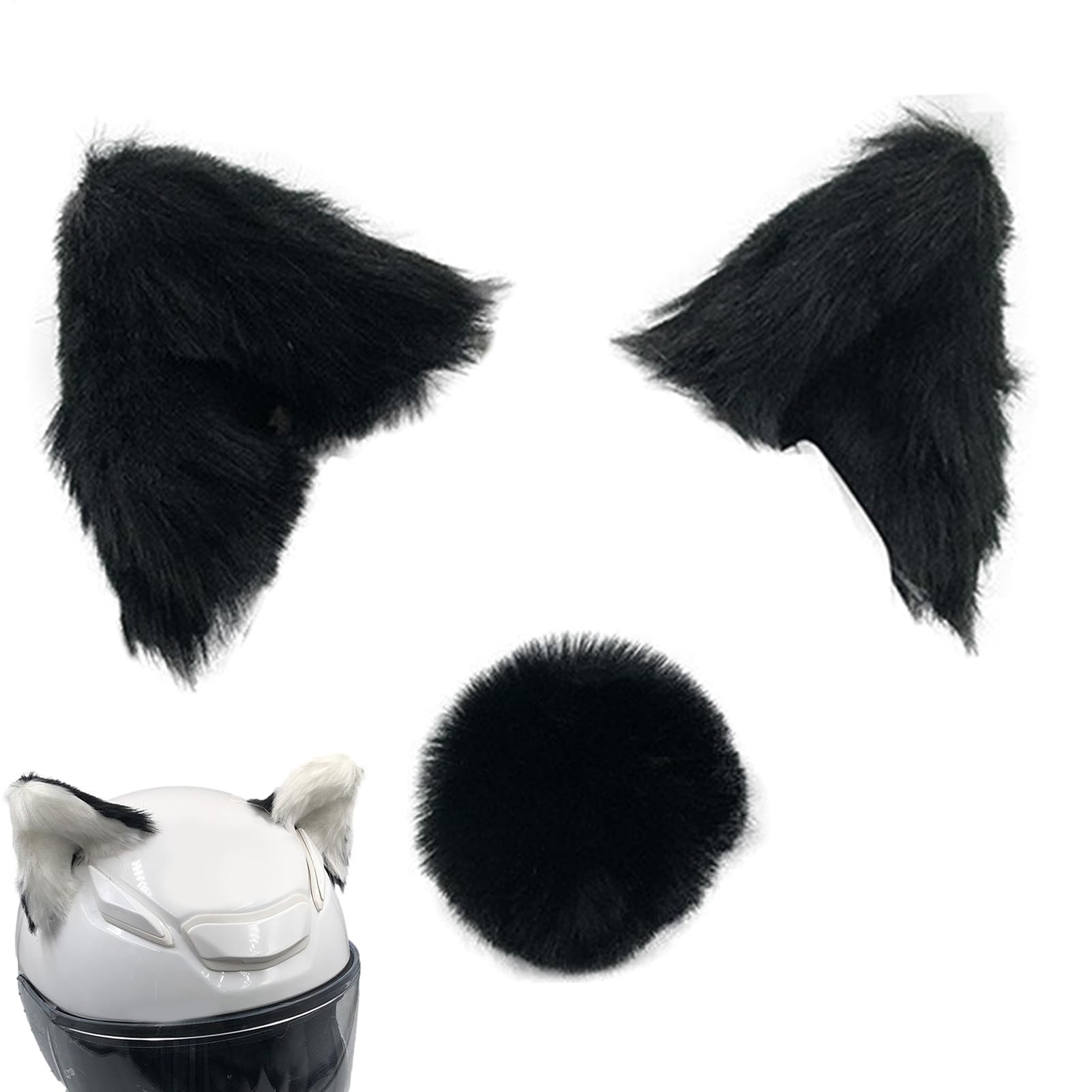 Orecchie da casco da gatto in peluche, copricapo da moto, accessorio decorativo per orecchie da, copertura morbida per casco, accessorio leggero e divertente, per bicicletta