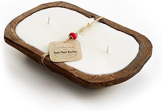 Dough Bowl Candle Company Apple Maple Bourbon Soy Candle - 3 Wick Candle Essential Oil Wax Melts, Rustic Farmhouse Decor Odor Eliminator, 20 Ounce All-Natural Soy Candles Gifts for Women and Men