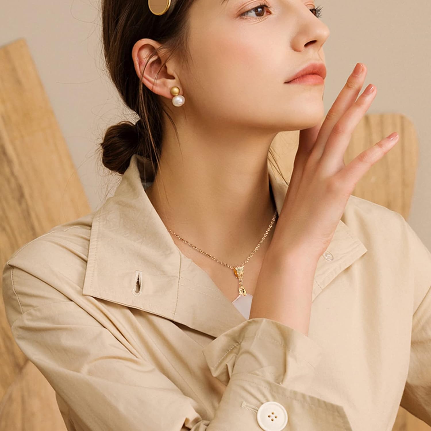 SUPERFINDINGS 48Pcs 6 Style Brass Pendant Pinch Bails Ice Pick Pinch Bail Snap on Hooks Bead Pendant Connector Bail Clasp Dangle Charm Jewelry Clasps for Pendants Necklace Jewelry DIY Craft Making - Image 7