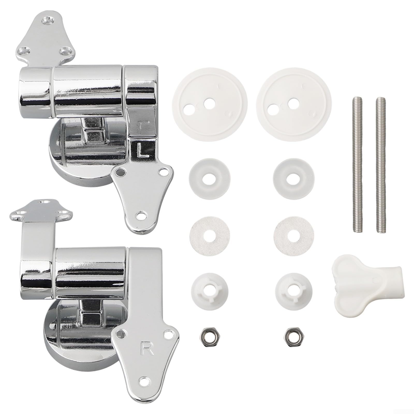 Eawfgtuw 2 Pack Toilet Seat Hinges Fixings, Zinc Alloy Toilet Seat Soft Close Fittings Kit, Mute & Anti-shock Slow-lowering Hinge, For Toilet Lids, Toilet Lids, Washing Machine Lids