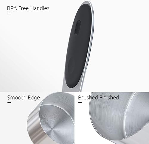 Miniatura 6 de U-Taste Juego de tazas y cucharas medidoras de acero inoxidable 188 y juego de pinzas de cocina de alta resistencia al calor de 600F (negro)