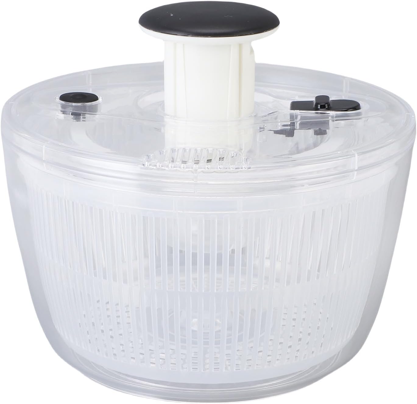 AUNMAS Clear Salad Spinner, Large Capacity One Handed Pump Transparent Fruit and Vegetable Washer Dryer Salad Mixer for Home Kitchen (L)