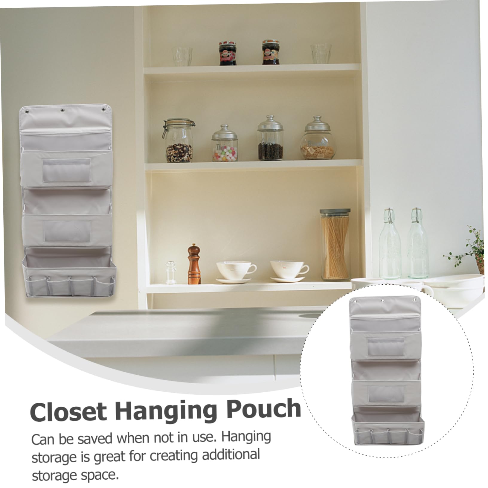 Lagige Aufbewahrungstasche Zum Hängen Tür-Organizer Aus Stoff Grauer Wandbehang Mit Mehreren Fächern Für Wohnzimmer Schlafzimmer Küche Und Büro Praktische Home Storage Bag