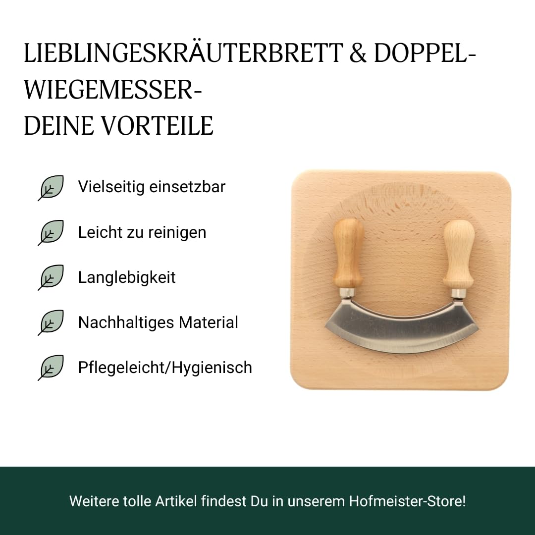 HOFMEISTER® Wiegemesser mit Kräuterbrett, doppelte Edelstahlklinge, ergonomischer Griff