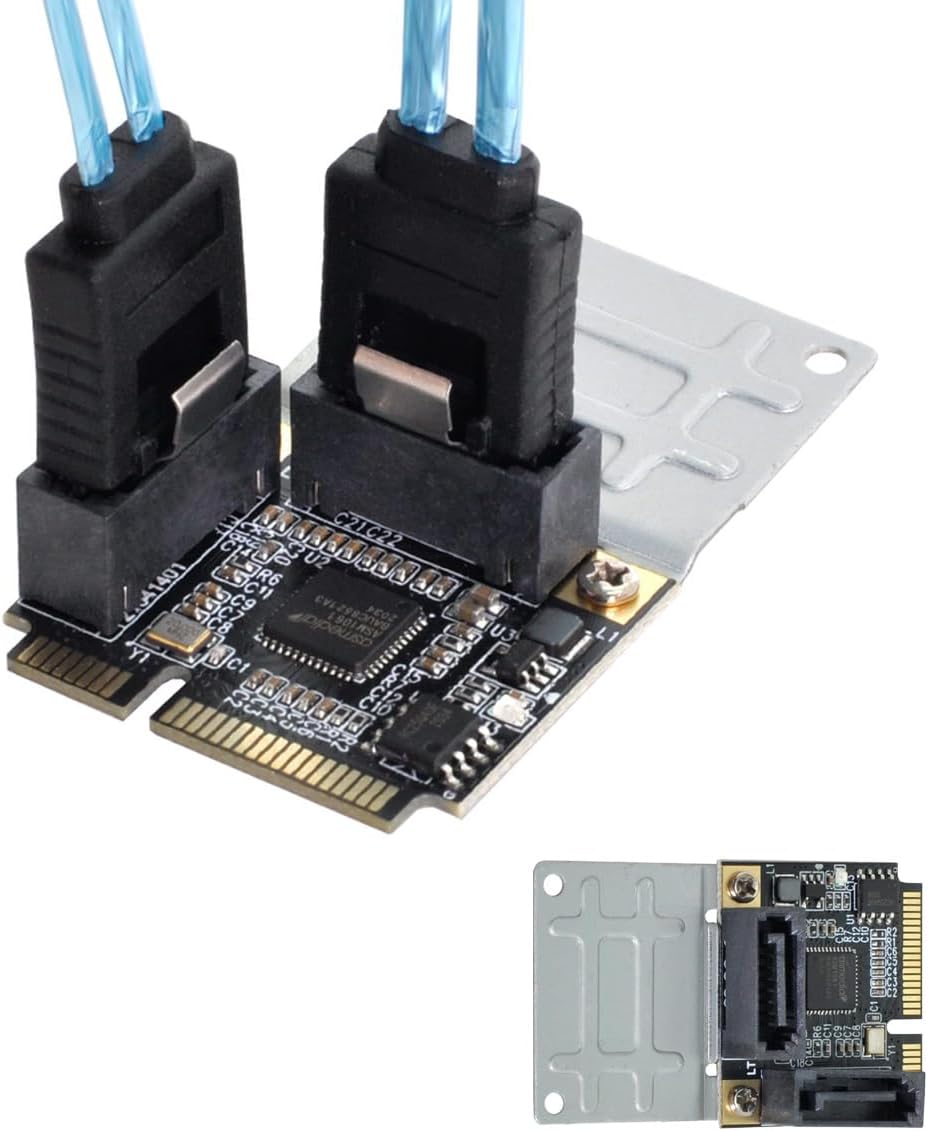 Mini PCI-E PCI Express to SATA 3.0 Dual Ports Adapter Converter Hard Drive Extension Card SATA PM Multiplier Port Selector