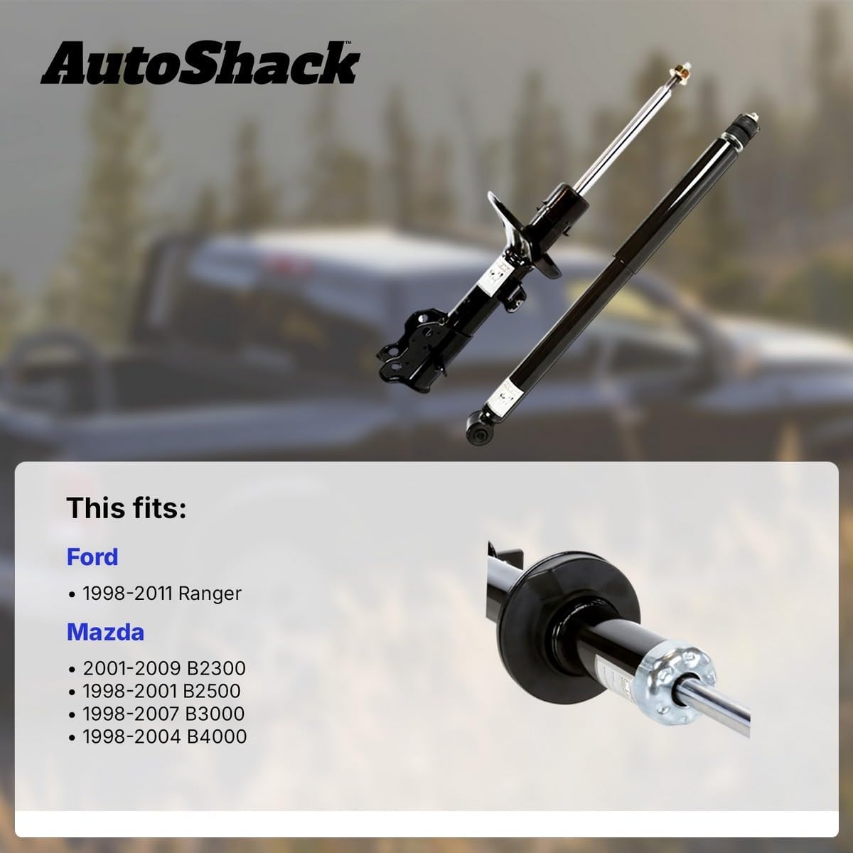 AutoShack Front & Rear Shock Absorbers Replacement for 1998-2011 Ford Ranger 2001-2009 Mazda B2300 1998-2007 Mazda B3000 4-PC Set