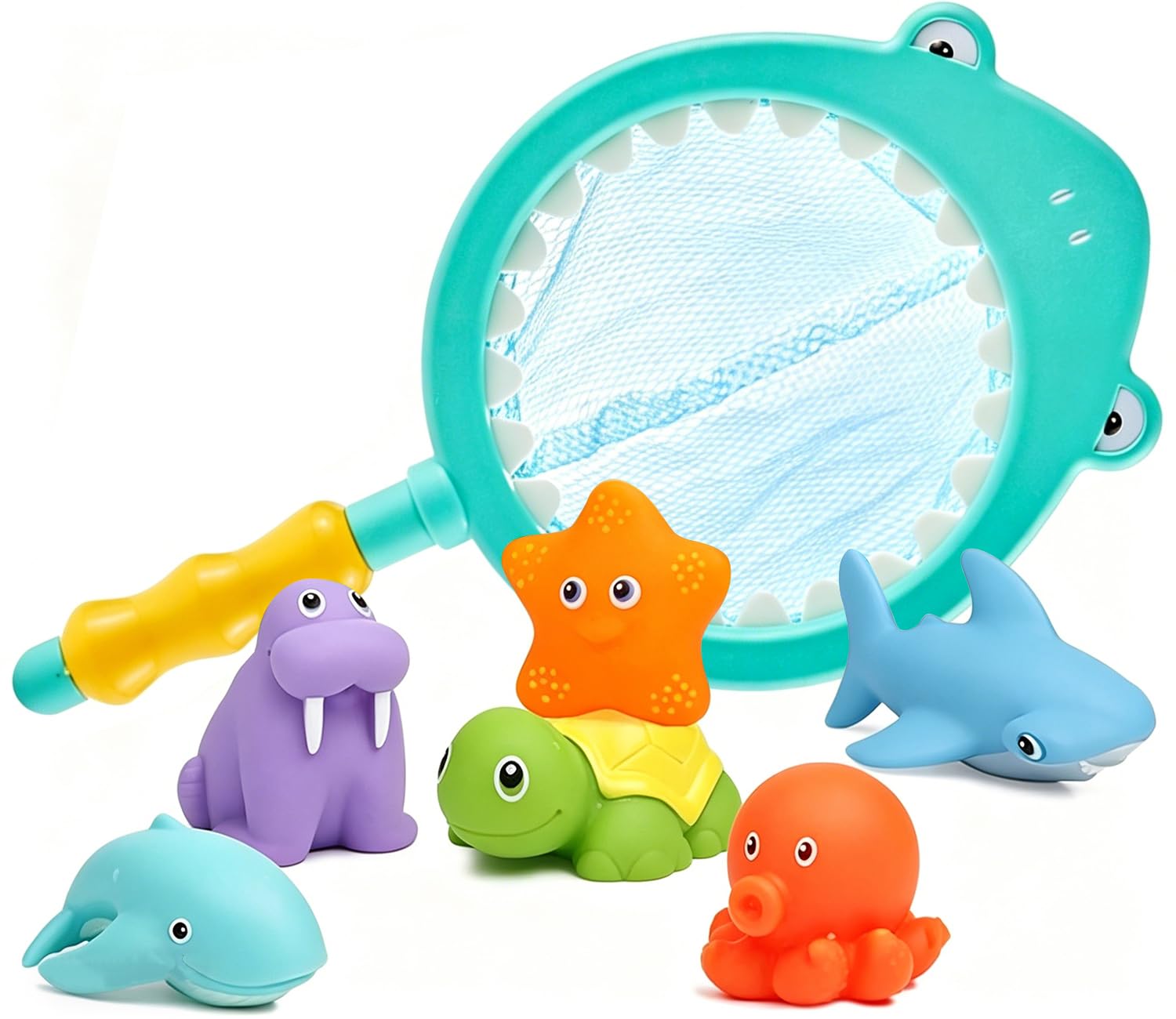 Mould Free Baby Bath Toys, 7 PCS No Hole No Mould Bath Toys for 1 2 3 4 Year Olds, Toddler Kids Swimming Pool Toys, Animals Water Play Toys for Kids Swimming Pool, Bathroom-F