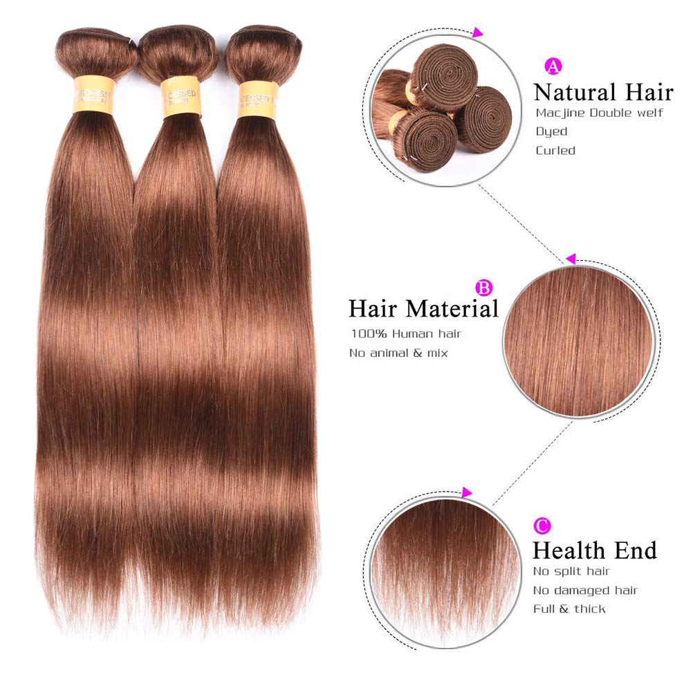 Amazon.com : WOME Hair Color 30# Straight Hair Weaves 100  display picture 2