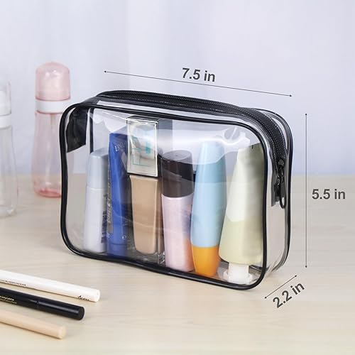 Miniatura 2 de Wedama - Neceser de aseo aprobado por la TSA, paquete de 2 bolsas de cosméticos con cremallera, accesorios de viaje para aeropuerto, bolsas de