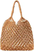Bolsa feminina de palha de praia, bolsa de praia, malha de grande capacidade, combinação de corda, A, 15.7'*11.8