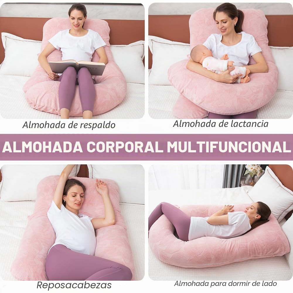 Almohada de maternidad de espuma viscoelástica triturada para dormir, almohada de maternidad para mujeres embarazadas, soporte abdominal, cuerpo entero en forma de U (espuma viscoelástica
