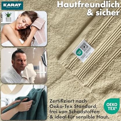 KARAT Towels - 8-teiliges Set Handtücher aus 100% Baumwolle - 2 x Badetuch, 2 x Handtuch und 4 x Seiftuch, Oeko-Tex 100 Zertifiziert (Beige, Bay) – Bild 5