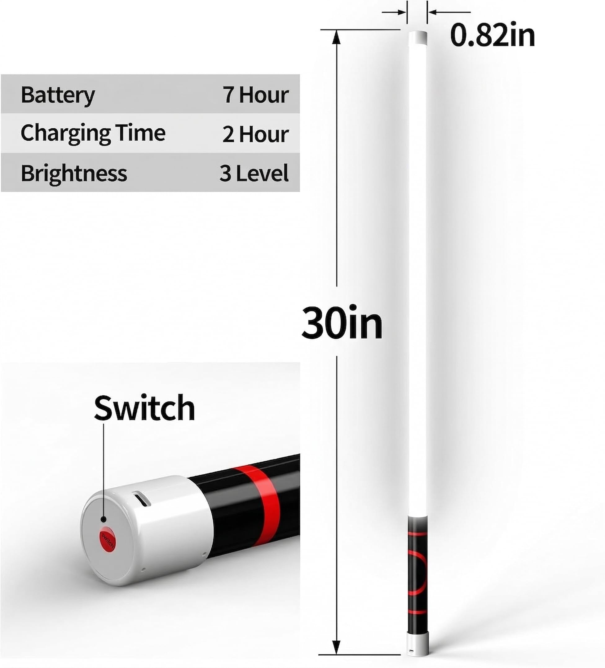 Lampe torche LED flexible, 68,6 cm rechargeable avec 3 modes de luminosité et positionnement mains libres, lumière d'inspection portable pour réparation de voiture, plomberie et utilisation en