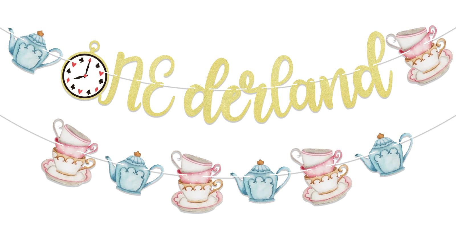 Alice In Wonderland Tea For Two Birthday Banner - 2nd Birthday Decorations And Party Supplies