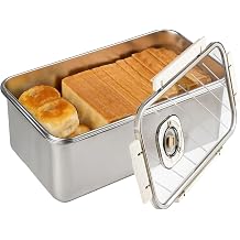 Large Bread Storage Containers Time Record Bread Storage Container with Lid, Stainless Steel Bread Box, Airtight Bread Storage