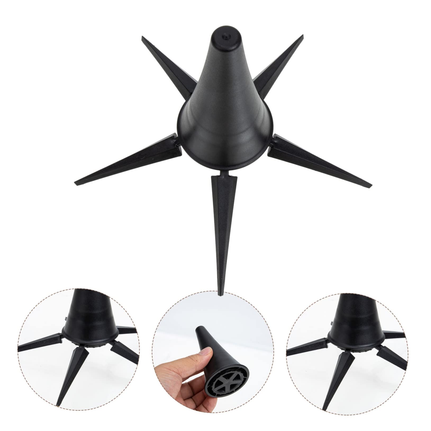 Supporto per Clarinetto Nero Portatile Design Pieghevole e Base a Cinque Gambe in Ferro e Abs per Protezione Strumenti Musica