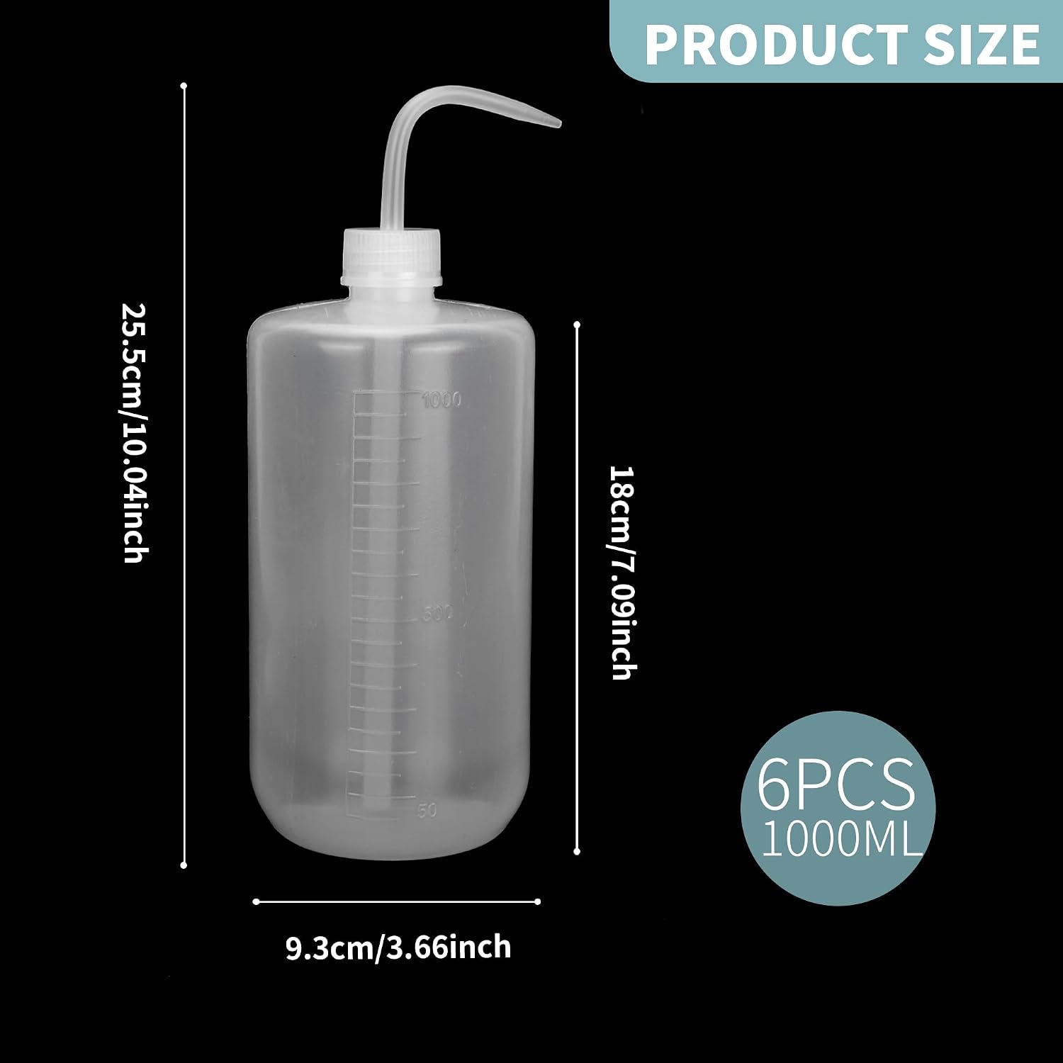 6 Pcs Clear Tattoo Wash Bottles, Squeeze Bottle1000ml | 34oz Plastic Safety Wash Bottles, Clear Tattoo Squeeze Bottle for Watering Tool, Medical, Lab