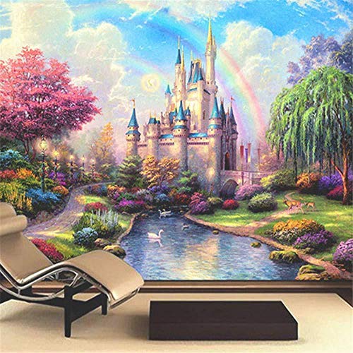 3d wandbild bettwäsche zimmer tv sofa wand szenografie fantasie schloss...