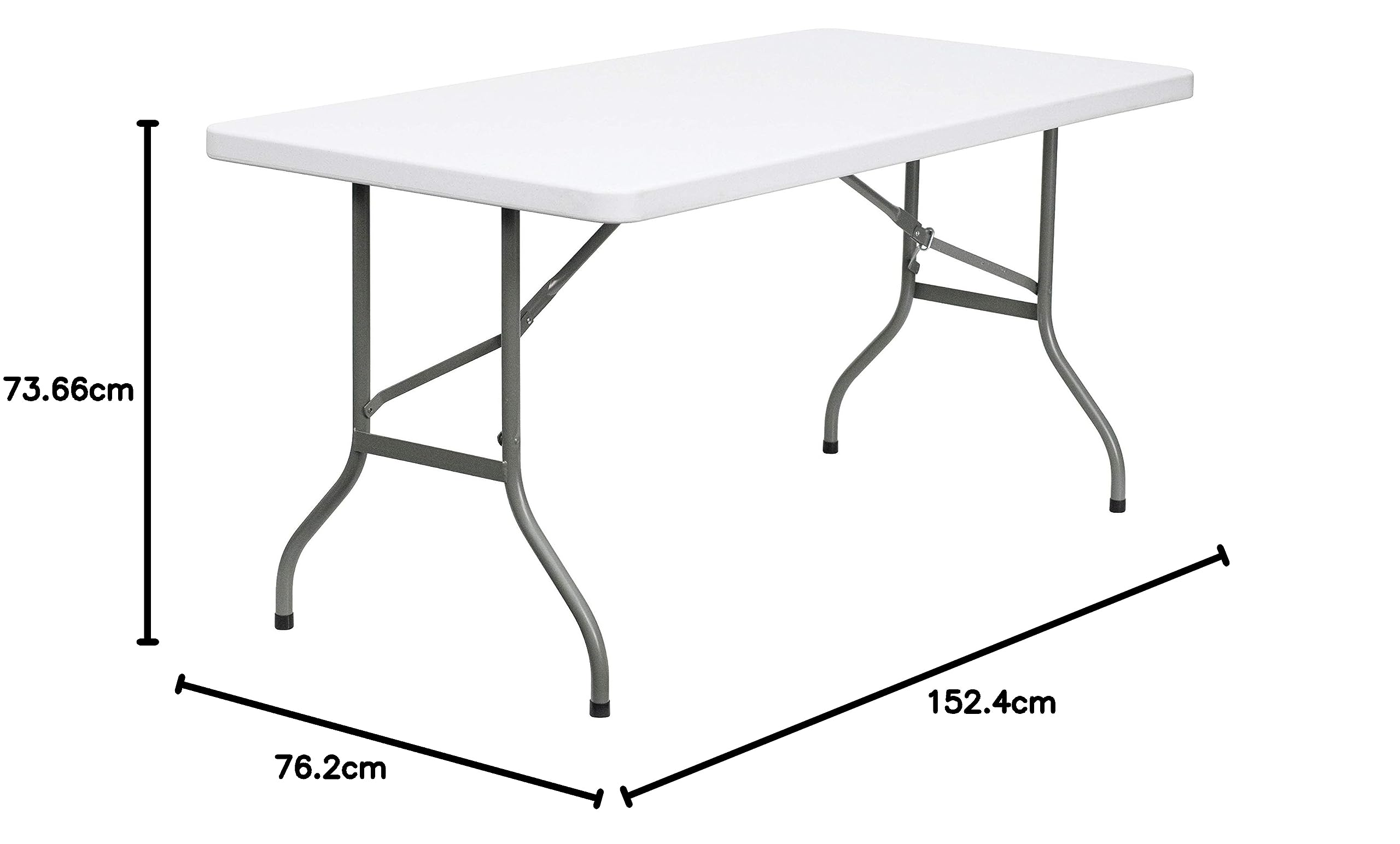 Flash Furniture Tavolo pieghevole, 1,5 m, in metallo e plastica Polietilene, bianco granito