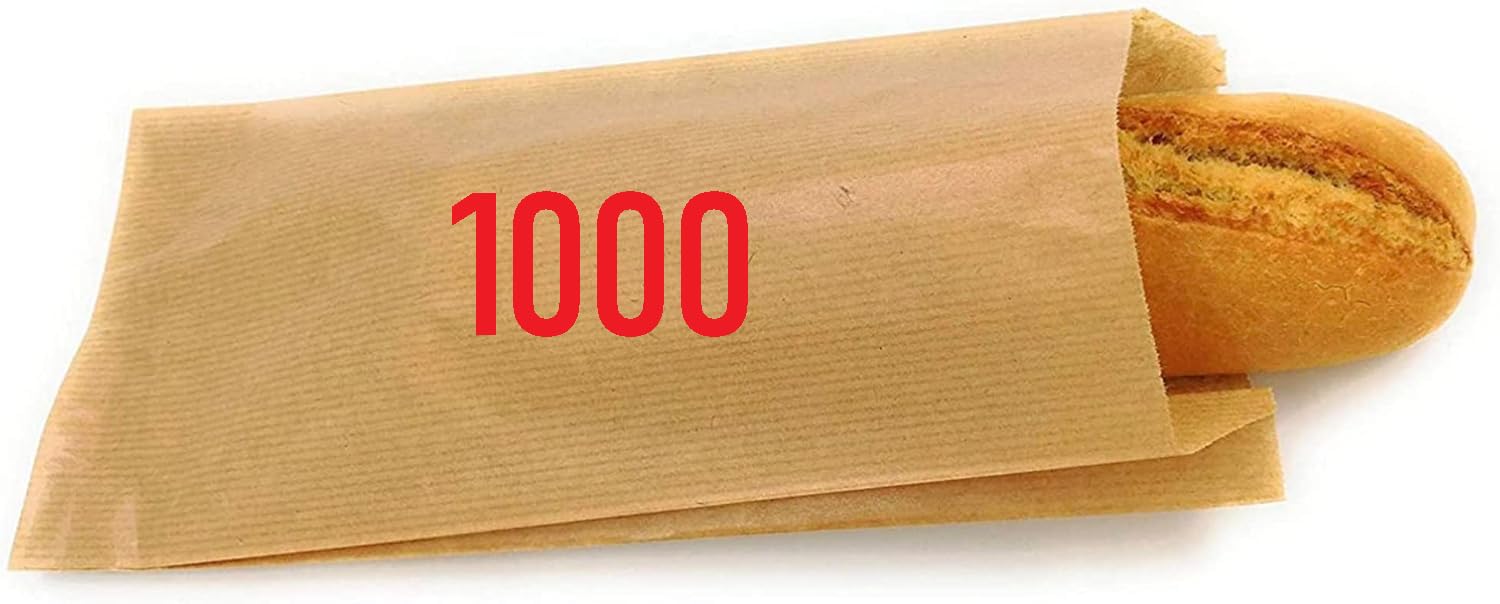 1000 sacchetti carta 27 x 14 + 6 cm/Sacchetti carta per alimenti/perfetti per panini, torte, frutta/Sacchetti per confetti/Sacchetti Kraft per alimenti/Sacchetto regalo