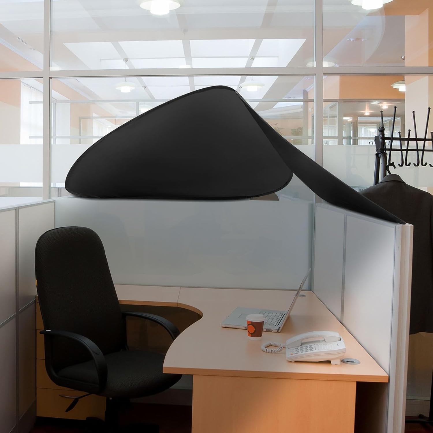 Juexica Foldable Office Cubicle and Desk Shade, Portable 27.5 Inch Cubicle Shade Canopy for Light Sensitive Workers, Block Light and Airflow, for Working Partitions Corner Privacy Accessories(Black)