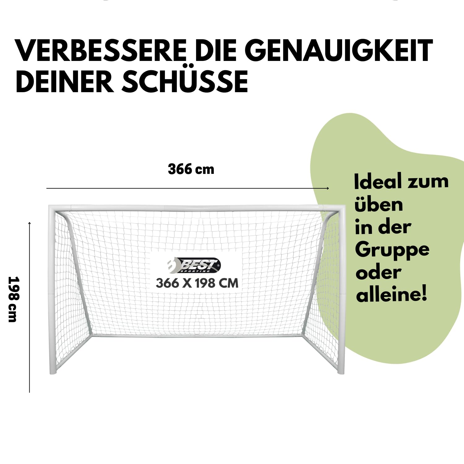 Best Sporting Fussballtor groß 366 x 198 x 152 cm | Fußball Tor aus Metall mit Netz | XL Fussball Tor für Garten Kinder | Fussballtor, langlebig, einfacher Aufbau