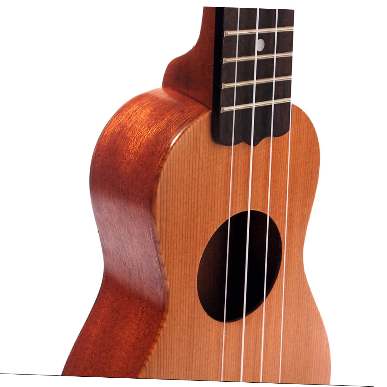Kleiner Taschen Ukulele Sopran mit Massiver Fichtendecke Sapele Boden 4 Saiten und Schallloch Reise Ukulele für Kinder und Anfänger