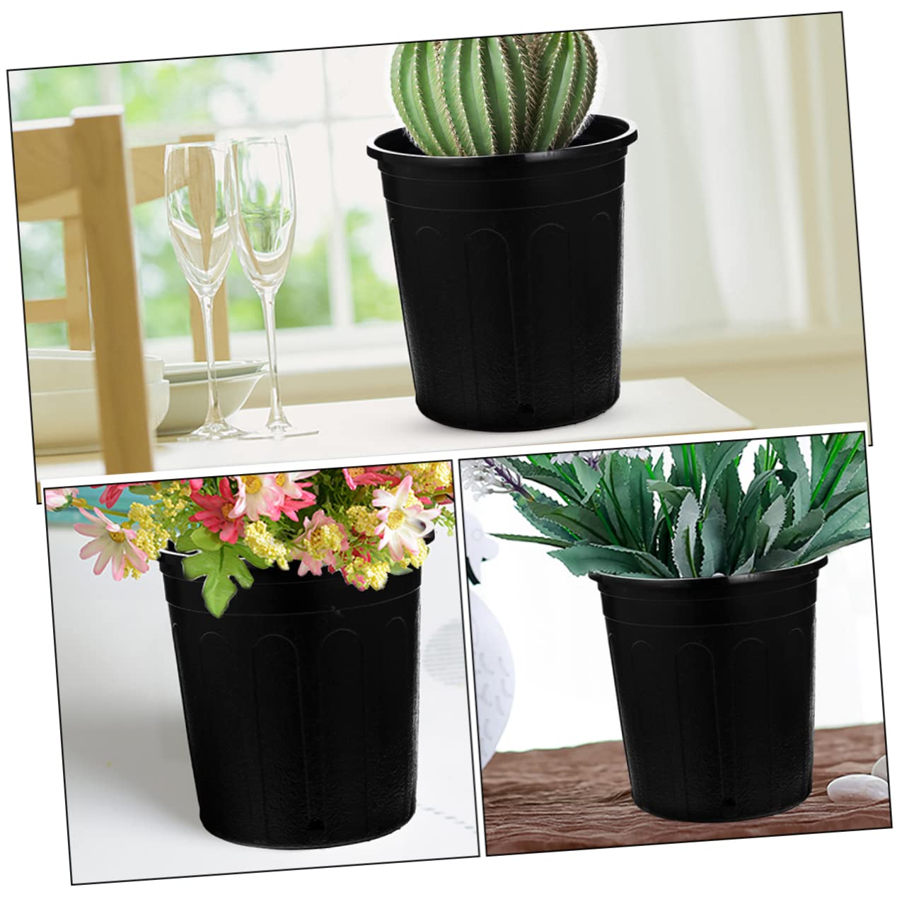 Sosoport Paquete De 25 Macetas para Plantas De Inicio De Plástico Resistente De 1 Galón De Color Negro con Diseño Simple Y Drenaje para El Hogar Y El Jardín