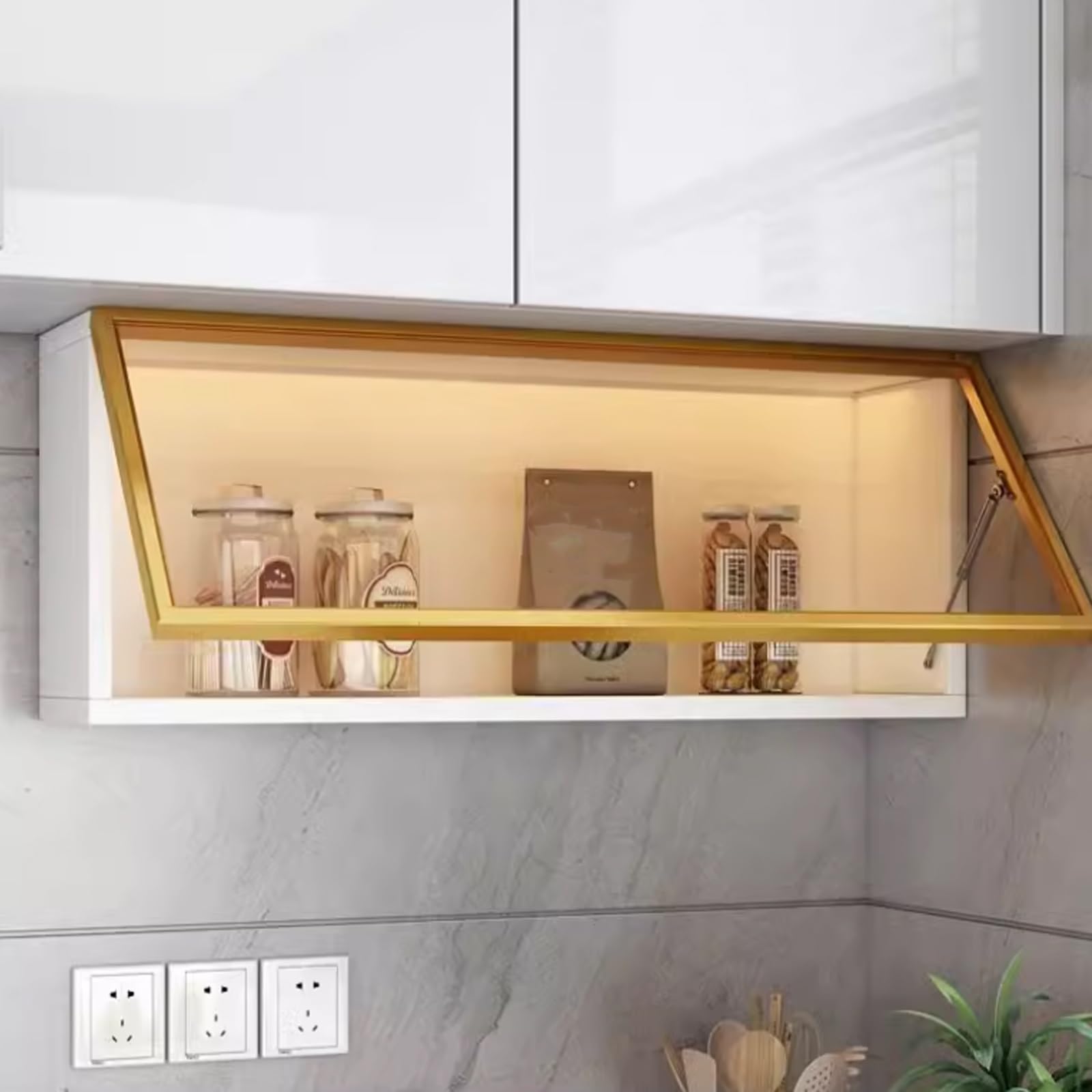 Meuble mural gain de place au-dessus des toilettes avec design élégant et fonctionnel vitré