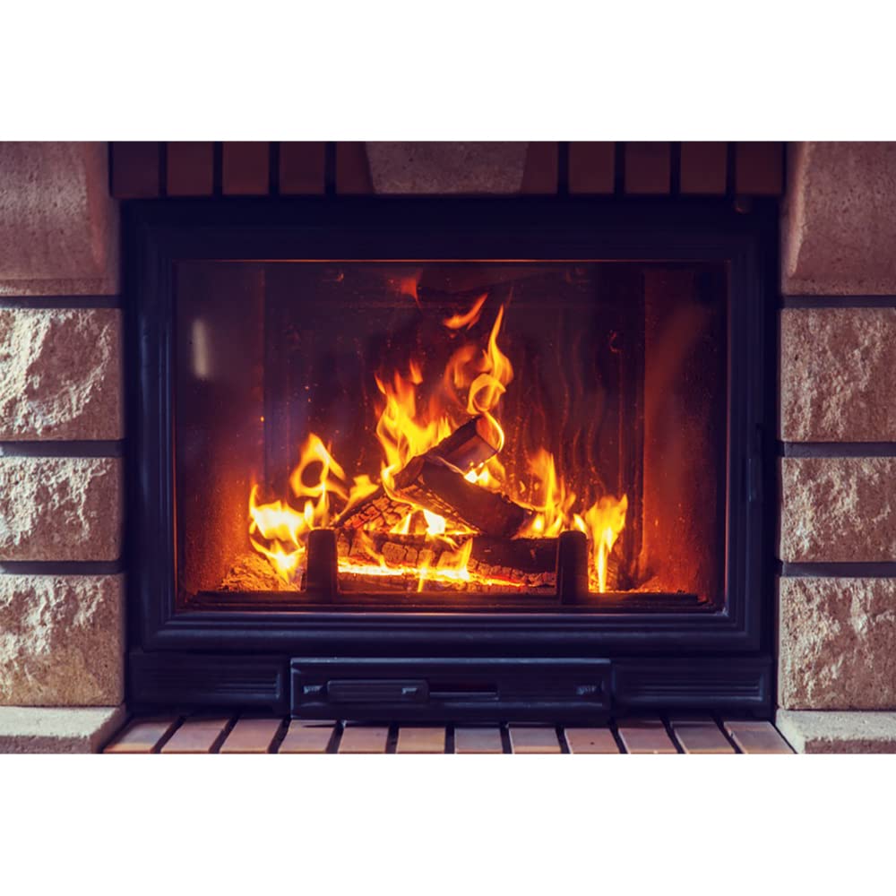 Aoihrraan 1,5x1m Brennen Brennholz Hintergrund Vintage Kamin Flammen Feuer Flackern Flamme Marmor Wand Indoor Fotografie Hintergrund Grillen Lagerfeuer Party Banner Kinder Erwachsene Foto Prop