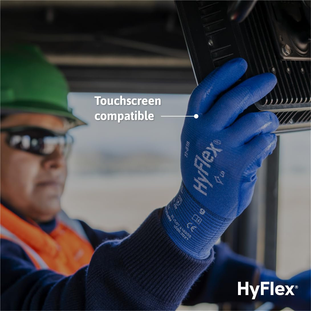 Ansell HyFlex 11-818 Ultralight Mechanical Protection Abrasion-Resistant Gloves, X-Small, Blue (1 Pair)