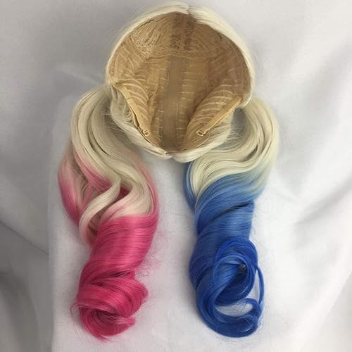 Miniatura 3 de largo ondulado rubio Ombre Rosa Color Azul Big Loose Wave resistente al calor de Cosplay Lace Front Pelucas sintéticas 22inch